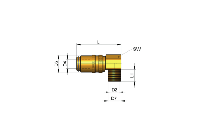 S3325 Schnellkupplung, EU-Standard, 90°, mit/ohne Ventil, mit Außengewinde 